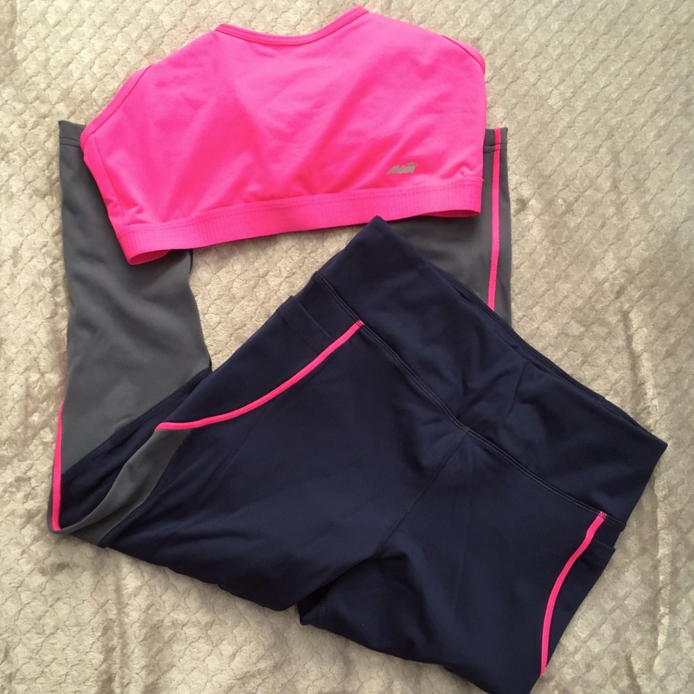 AVIA Workout 3/4 Length Leggings Size Medium & AVIA Sports Bra Sz Large 12/14!